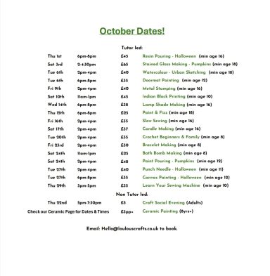October Workshops!