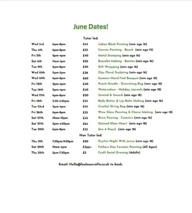 June Workshops!