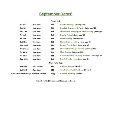 September Workshops!