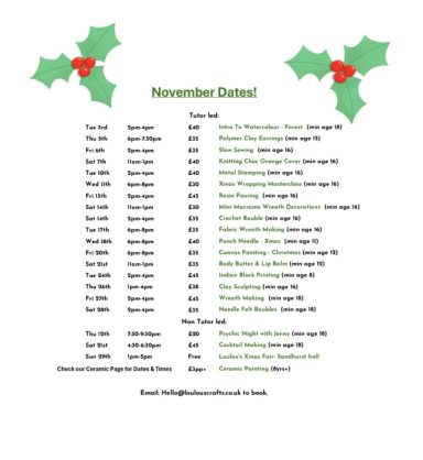 November Workshops!
