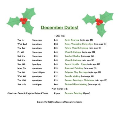 December Workshops!